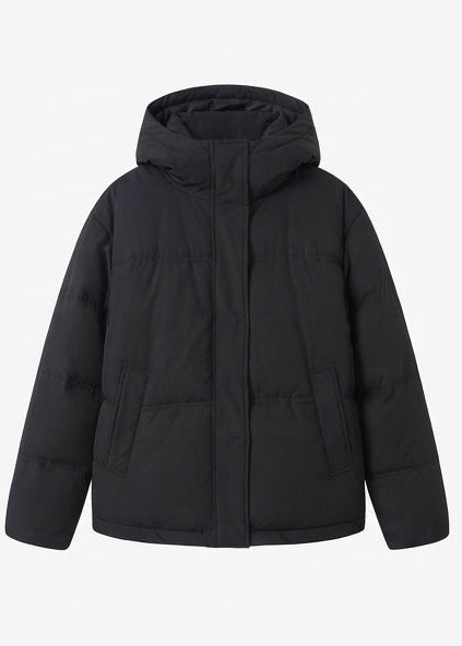 Damen kurze gesteppten Bluse mit Kapuze und Teddy-Innenkragen, verdecktem zweigängigem Reißverschluss und verstellbarem Saum