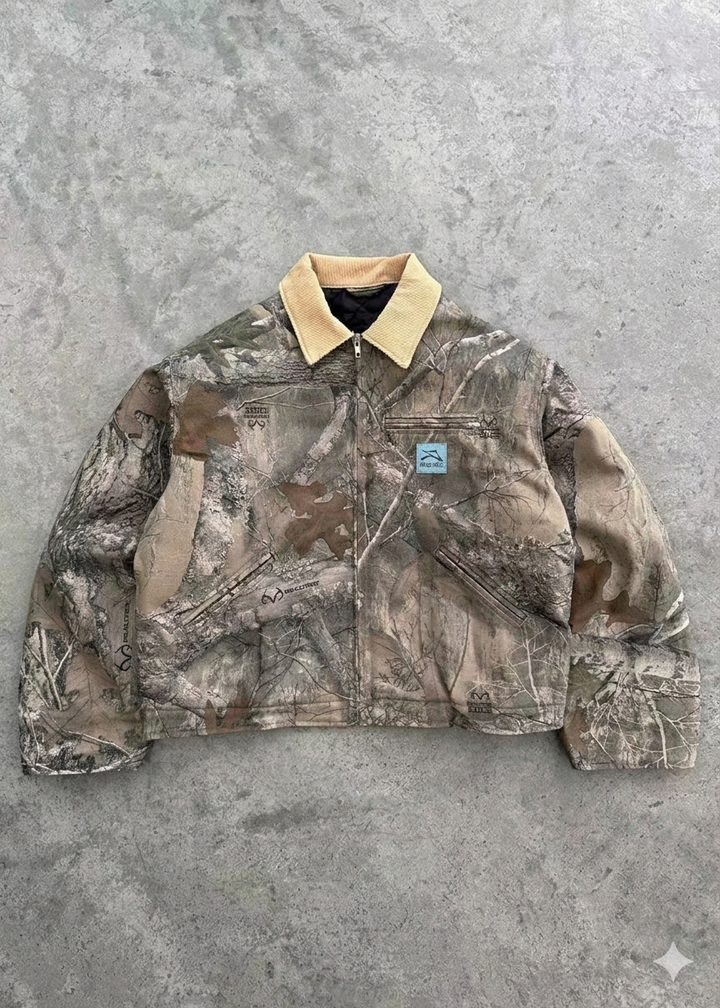 Herren Freizeitjacke im modernen Camouflage-Design mit hochschließendem Kragen Drune