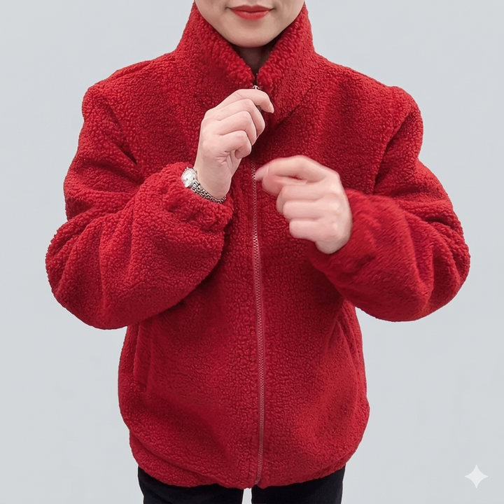 Drune | Damen Flauschige Fleecejacke mit hohen Kragen und seitlichen Taschen Drune