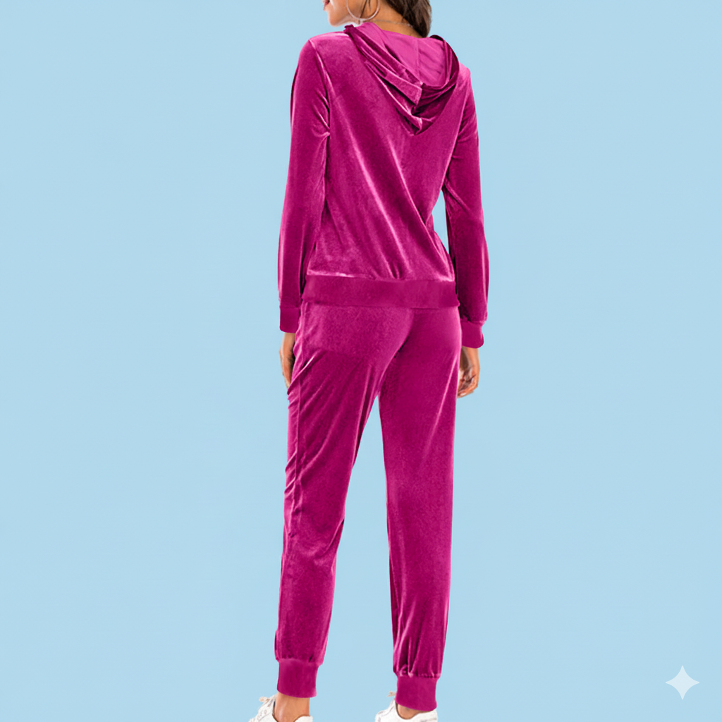 Damen bequemer Sportanzug mit lockerer Passform und Kapuzenjacke Drune