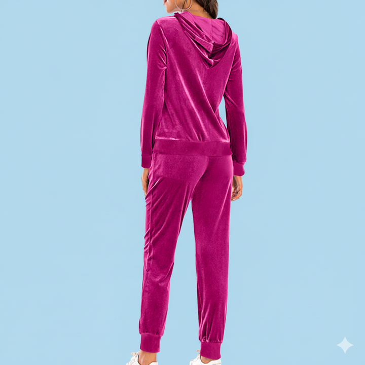 Damen bequemer Sportanzug mit lockerer Passform und Kapuzenjacke Drune