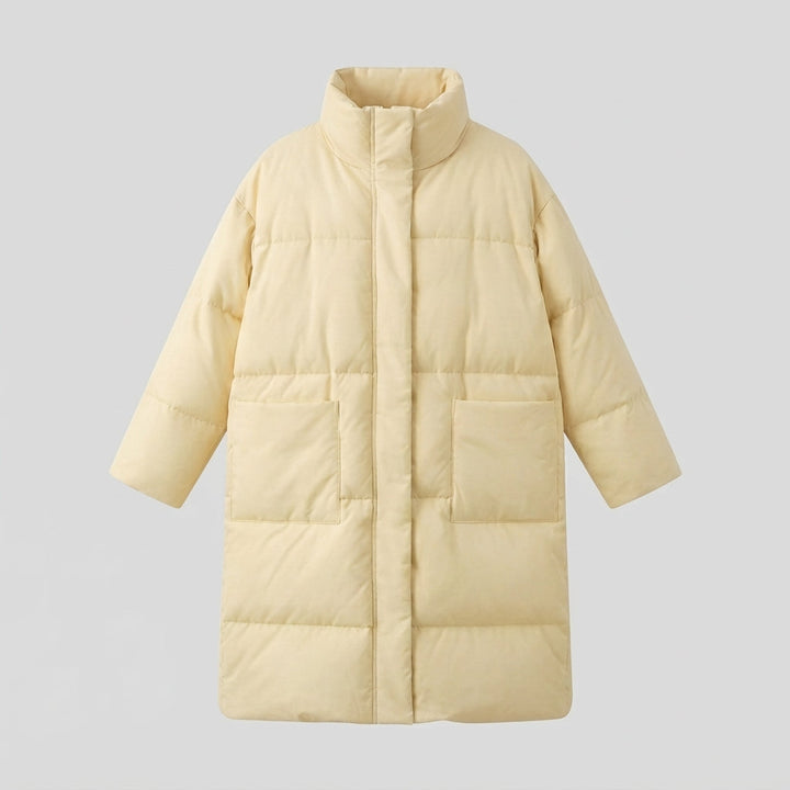 Damen Nano Extralang Gepolstert Komfort Puffer mit geräuschreduzierender Oberfläche, hohem Stehkragen und großzügiger Oversized Silhouette