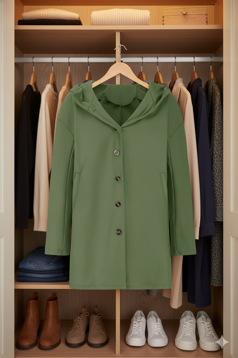Damen Oversized Wollmantel im casual Look Drune