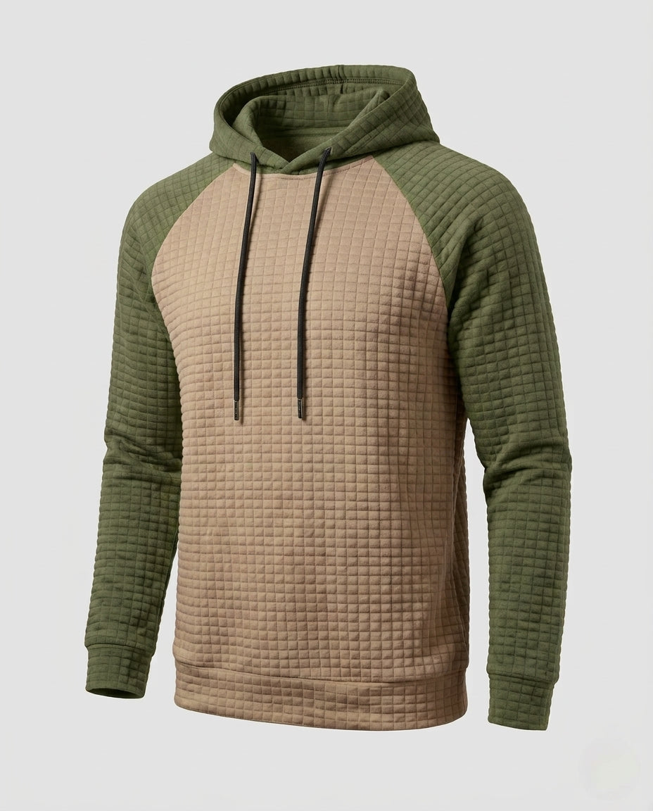 Herren Raglan Hoodie mit strukturiertem Waffel-Look und kontrastierenden Ärmeln Drune