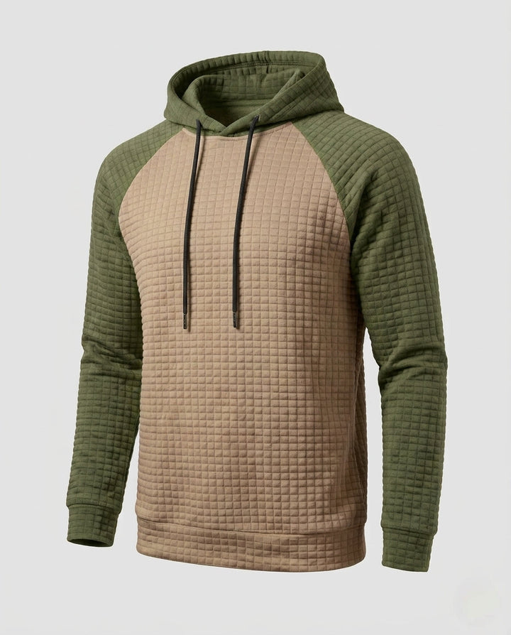 Herren Raglan Hoodie mit strukturiertem Waffel-Look und kontrastierenden Ärmeln Drune