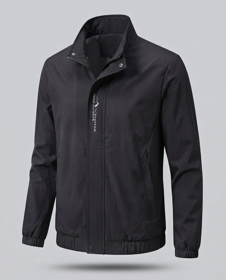 Leichter Mikrofaser-Windbreaker für Herren mit Stehkragen, wasserabweisender Oberfläche und verdeckten Taschen