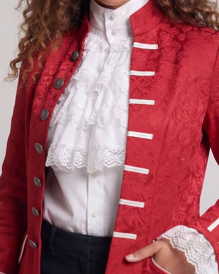 Damen Elegantes Rüschenshirt mit dekorativen Spitzen-Ausschnitten Drune