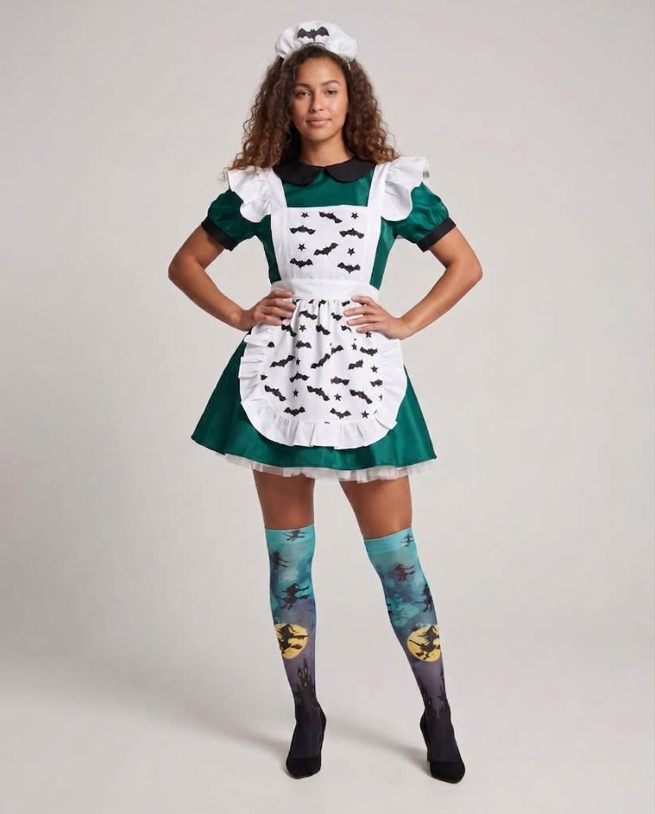 Damen Halloween-Kostüm mit verspielt-designter Schürze und eleganten Details Drune
