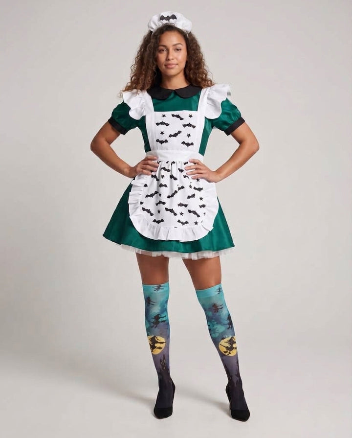 Damen Halloween-Kostüm mit verspielt-designter Schürze und eleganten Details Drune