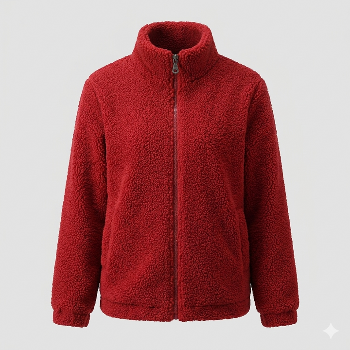 Drune | Damen Flauschige Fleecejacke mit hohen Kragen und seitlichen Taschen Drune