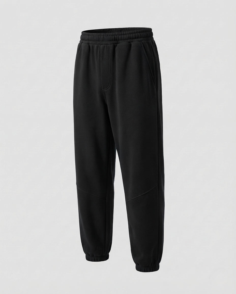 Männliche gepolsterte Fleece-Jogginghosen mit verstärkten Kniebereichen, elastischem Bund und Bündeln am Fuß drune