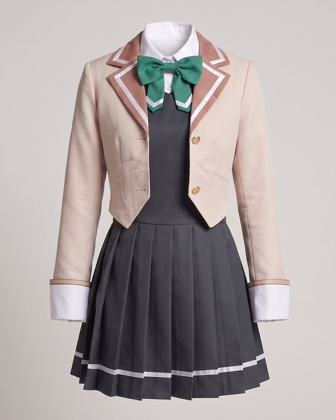 Damen elegantes Schuluniform-Kostümset mit Sakko, Hemd, Weste und Krawatte Drune