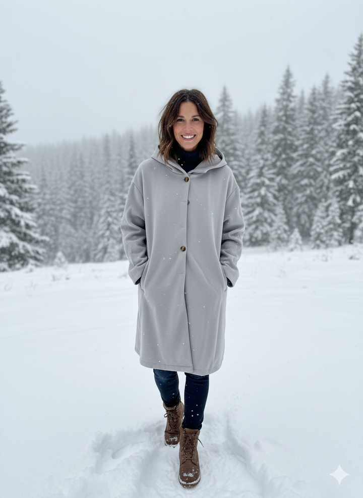 Damen Oversized Wollmantel im casual Look Drune