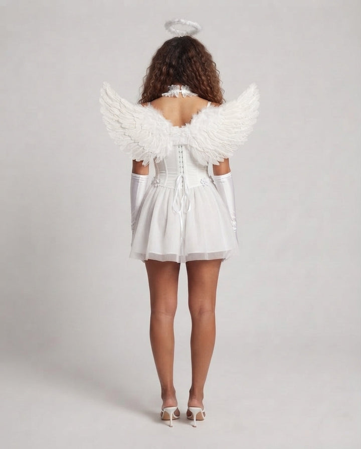 Damen Teufel Kostümkleid mit Flügeln und Accessoires Drune