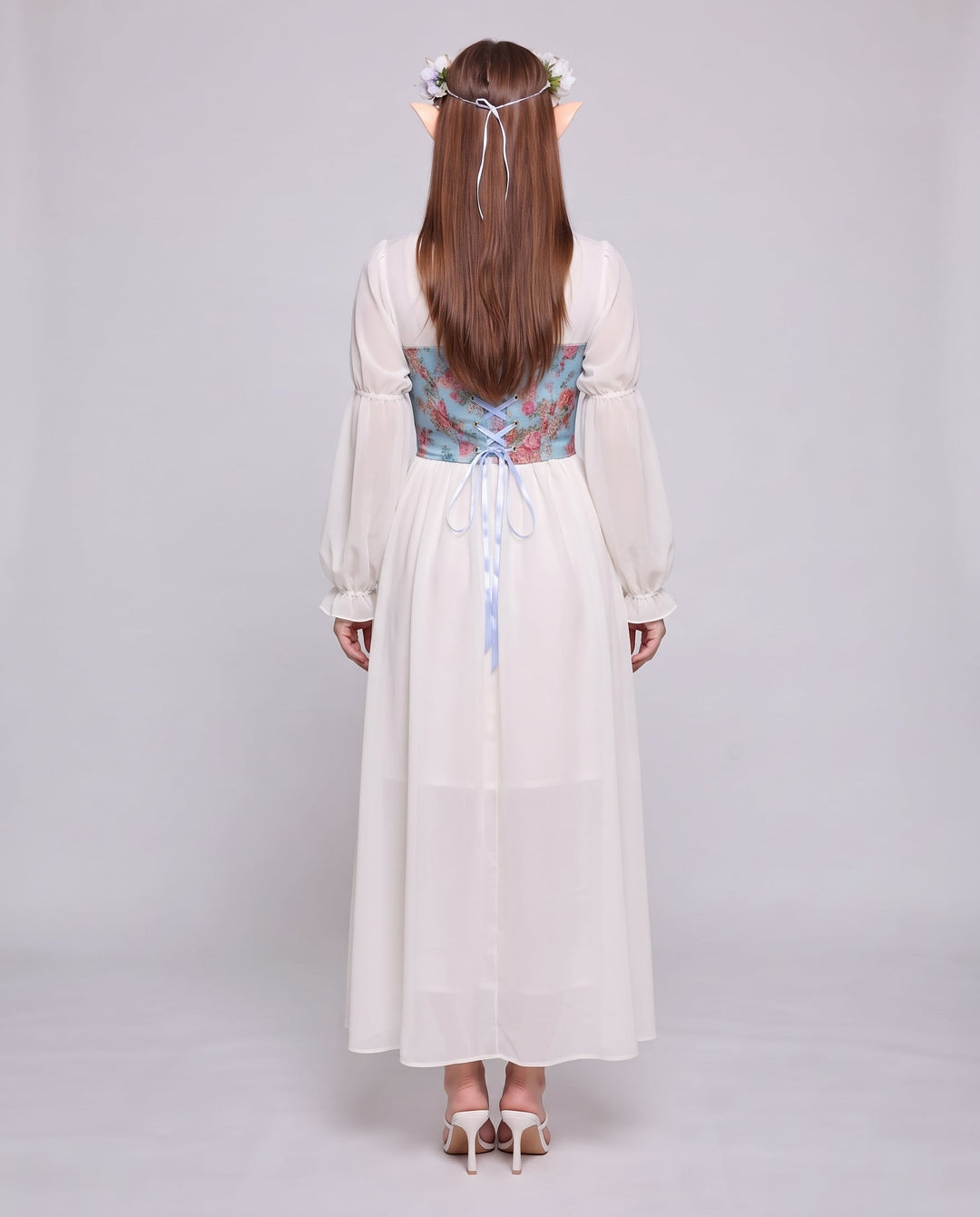 Frauen romantisches Maxikleid mit Rüschen und floralem Muster Drune