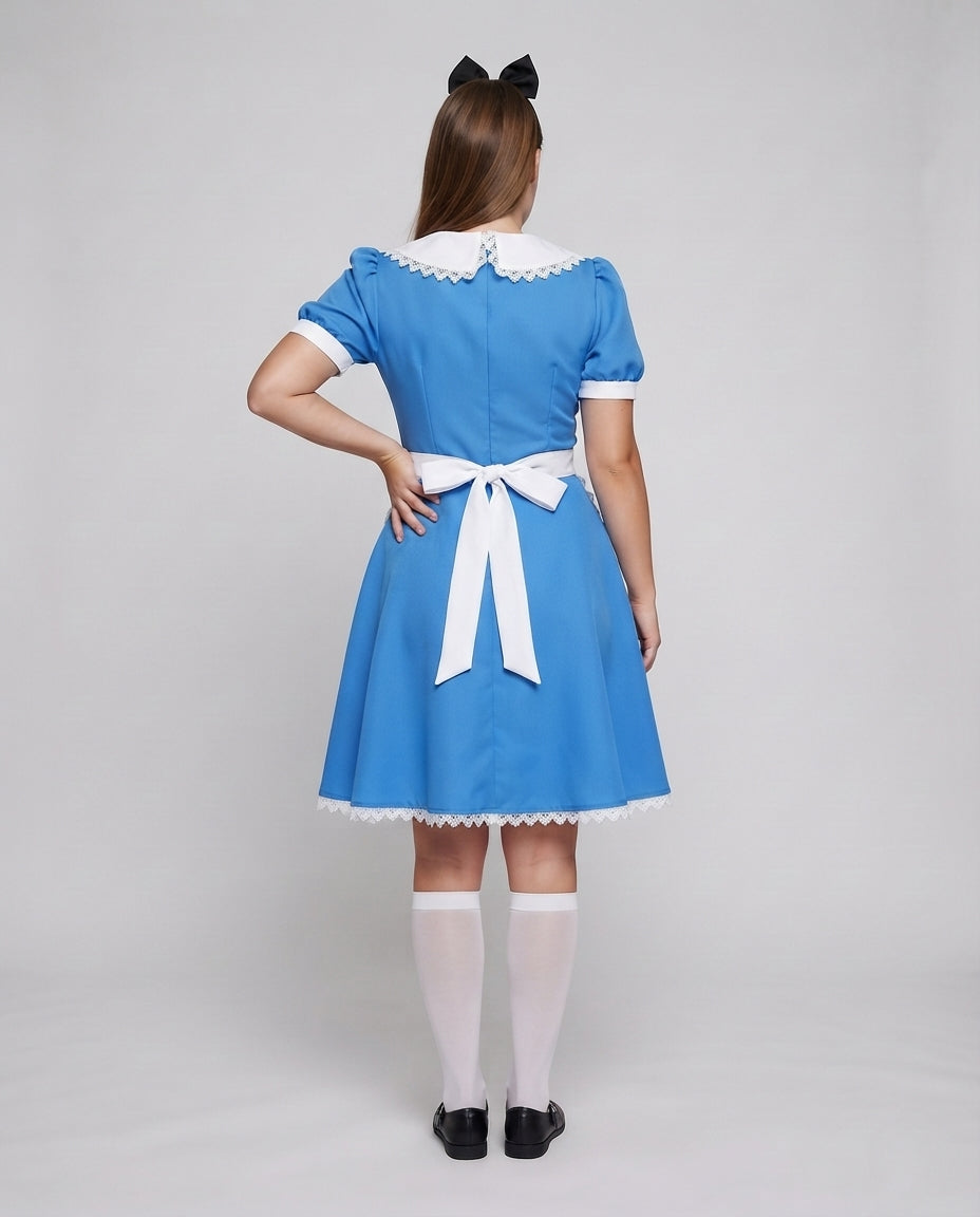Damen Kostümkleid im Alice im Wunderland Stil mit Schürze Drune