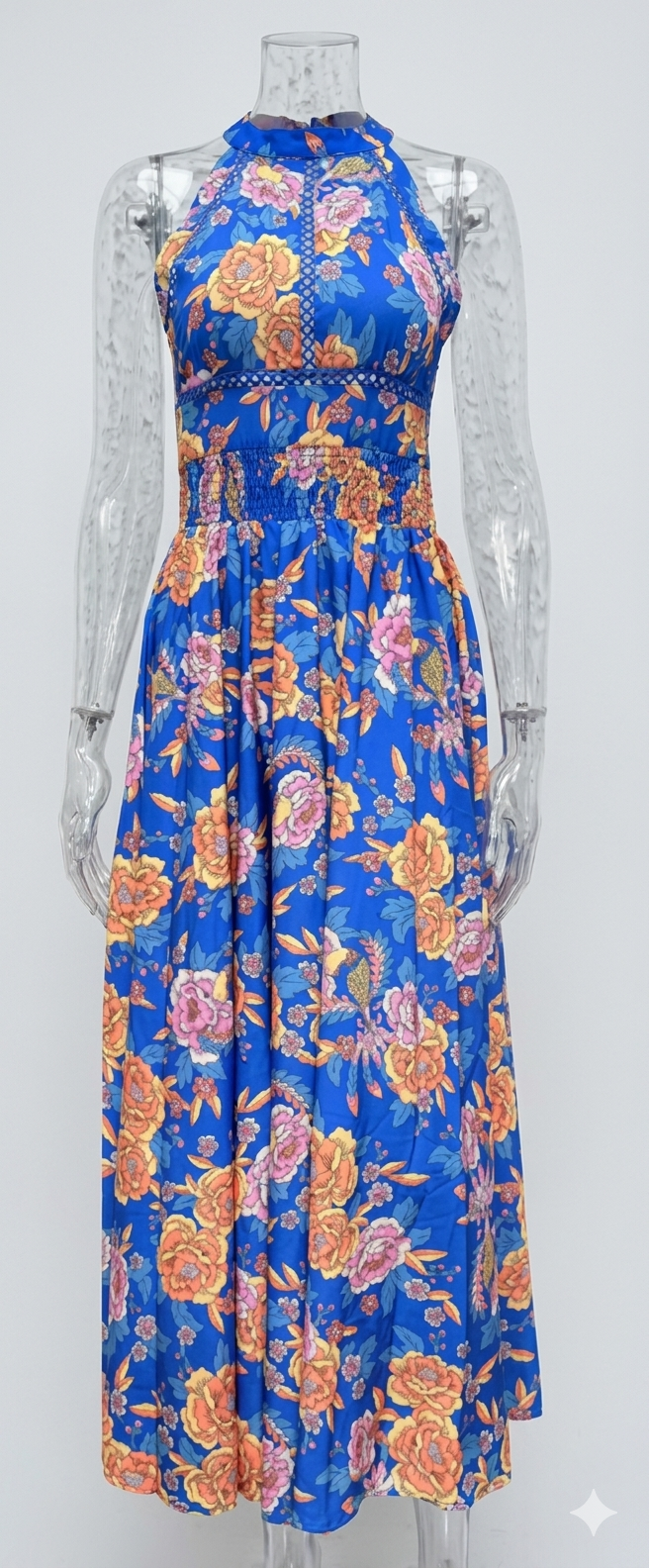 Damen Elegantes Maxikleid mit floralen Akzenten und Racerback Drune