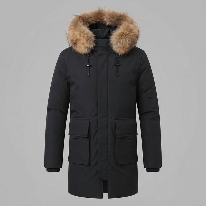 Herrenmode Winterjacke mit Kunstfellkragen Drune
