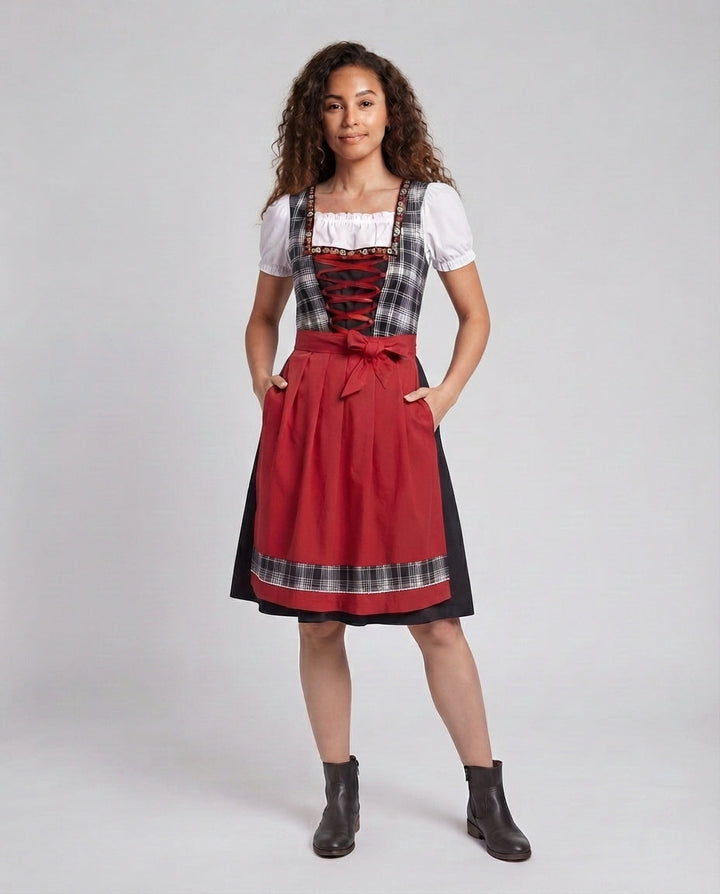 Damen Dirndl Kleid Drune