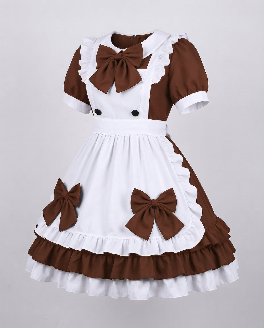 Damen verspieltes Kostümkleid mit Rüschen und Schleifen Drune