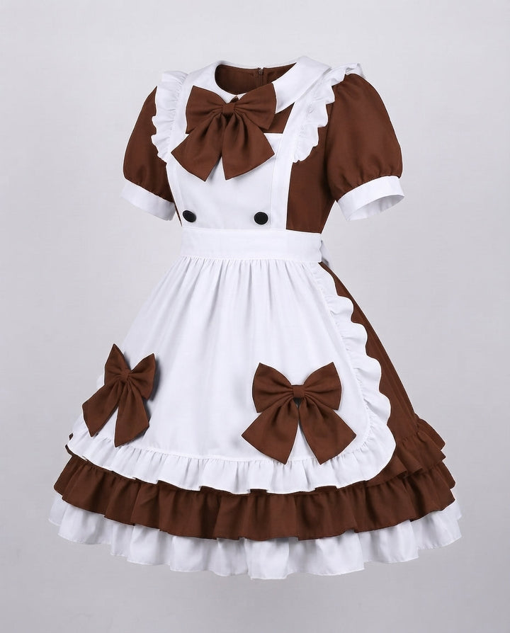 Damen verspieltes Kostümkleid mit Rüschen und Schleifen Drune