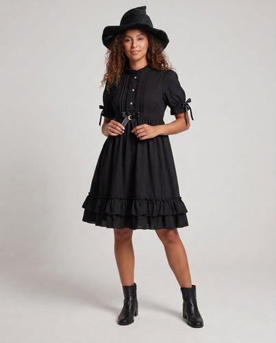 Damen verspieltes Rüschendetail Kleid Drune