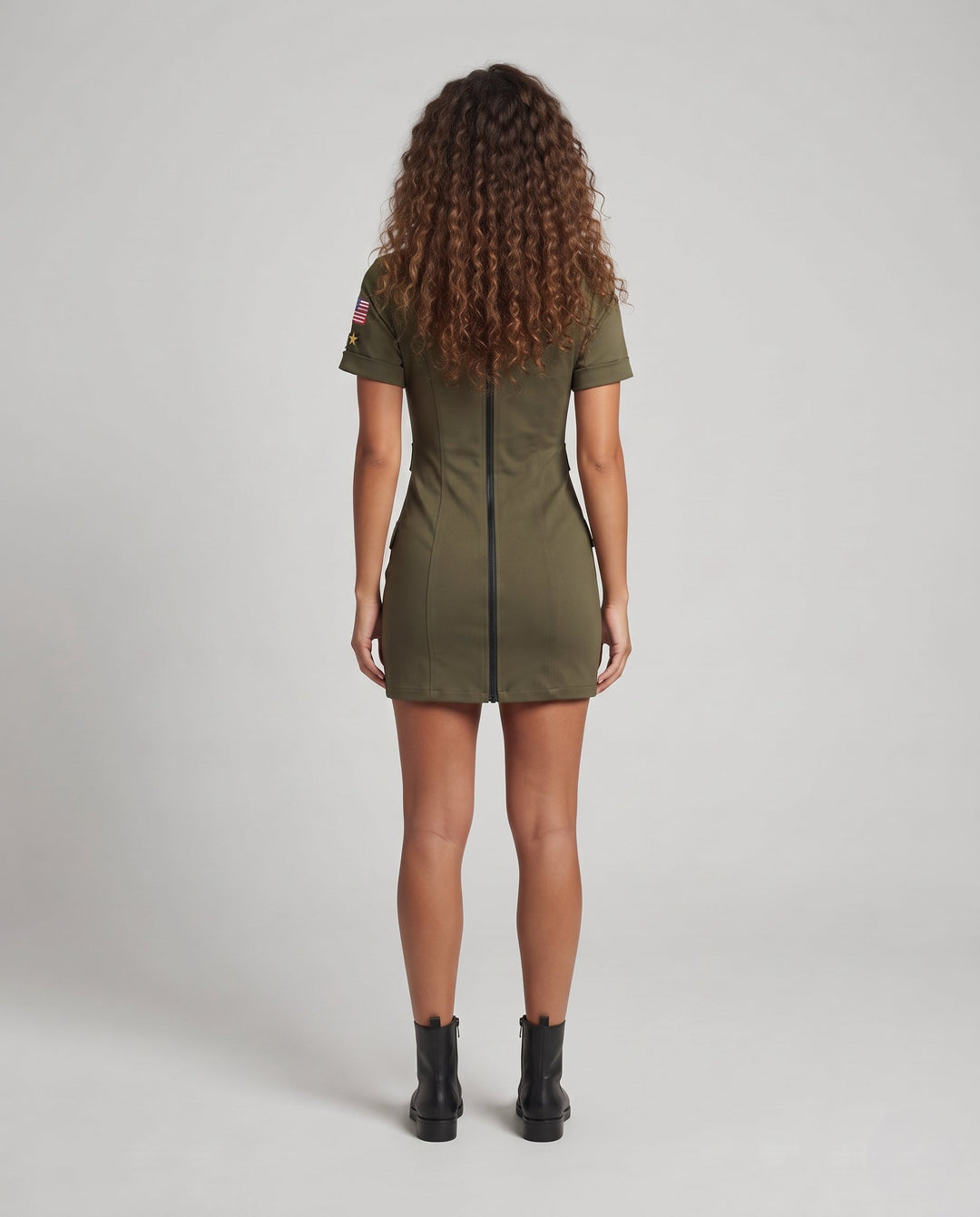 Frauen Camouflage Kleid mit Reißverschluss Drune