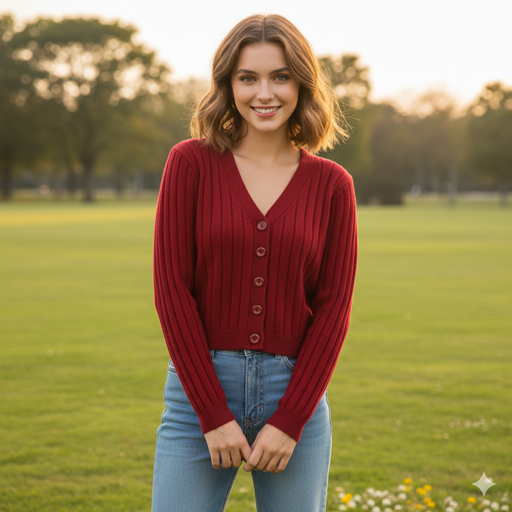 Drune | Schnürgestrickter Pullover mit V-Ausschnitt für Damen