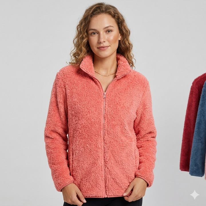 Drune | Damen Flauschige Fleecejacke mit hohen Kragen und seitlichen Taschen Drune