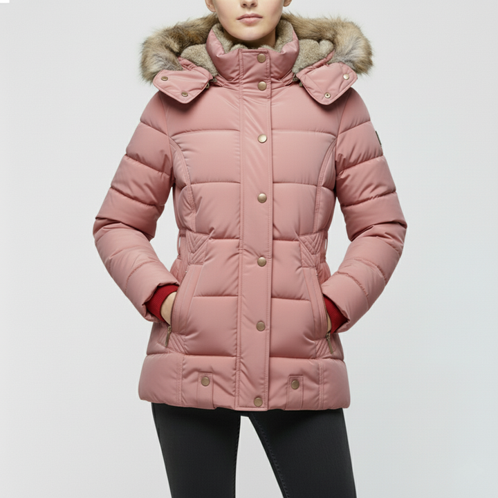 Drunef Damen Winterjacke | Mit Fellfutter, Langarm, Gefüttert