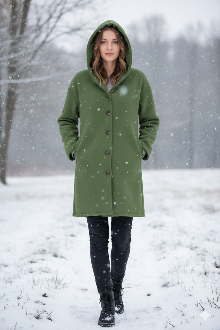 Damen Oversized Wollmantel im casual Look Drune