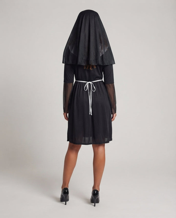 Damen Nonnenkostüm mit transparenten Ärmel-Puffdetail Drune