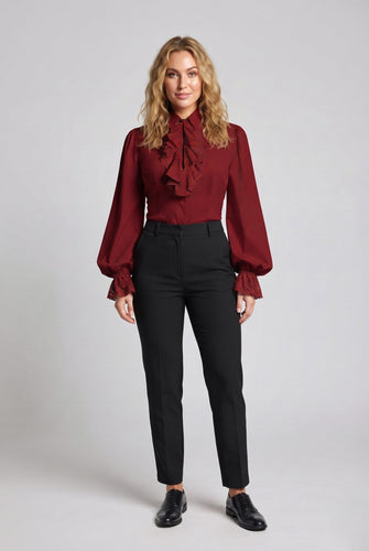 Damen Rüschbluse mit elegantem Kragenbereich Drune