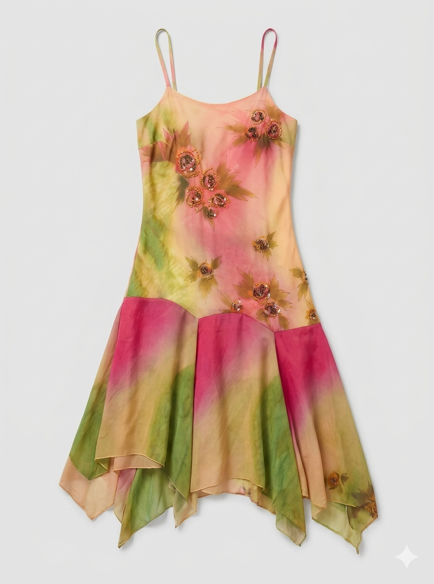 Damen Elegantes Maxikleid mit floralen Applikationen und asymmetrischem Saum Drune