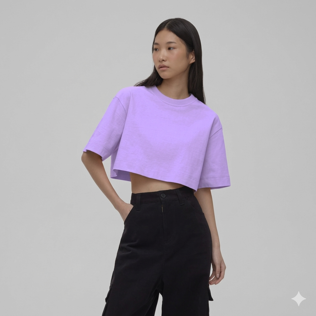 Damen lässiges cropped T-Shirt mit weit geschnittenen Ärmeln und hochwertigem Material Drune
