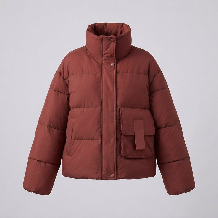 Damen Nan Boxy gepolsterter Alltags-Puffer mit seitlichen Cargo-Flaps und ergonomischem Schulterbesatz