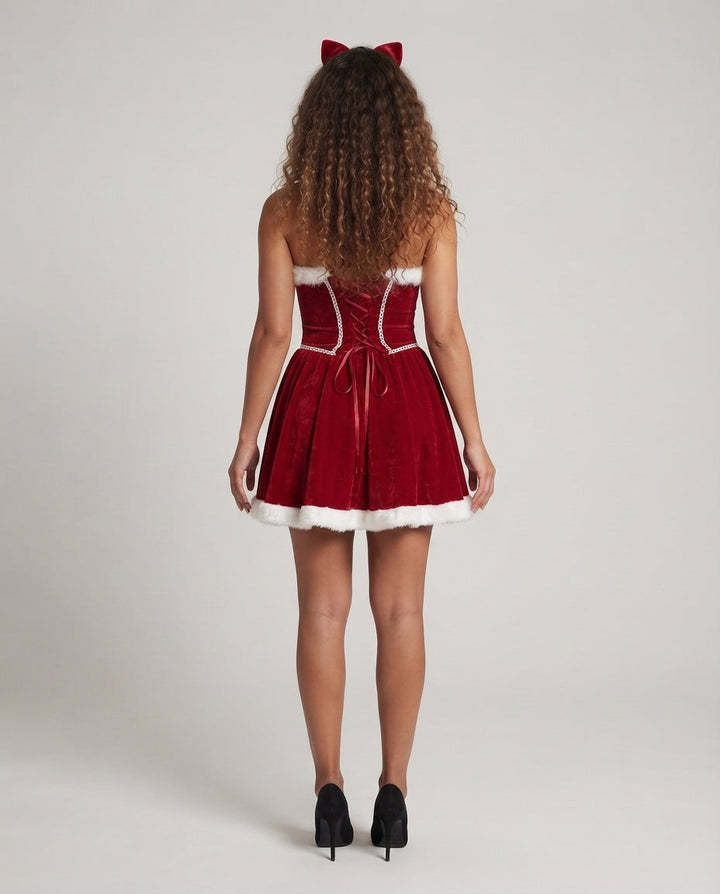Damen Sexy Weihnachtskleid mit verspielten Details Drune