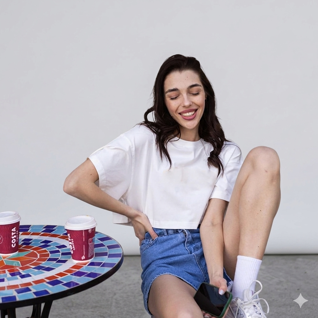 Damen lässiges cropped T-Shirt mit weit geschnittenen Ärmeln und hochwertigem Material Drune