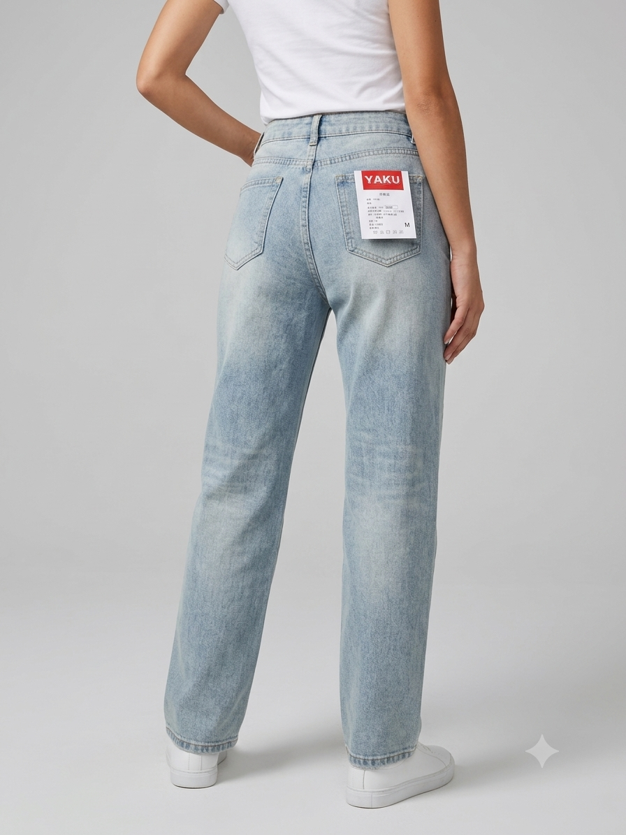 Damen Weite Jeans mit glitzernden Applikationen Drune