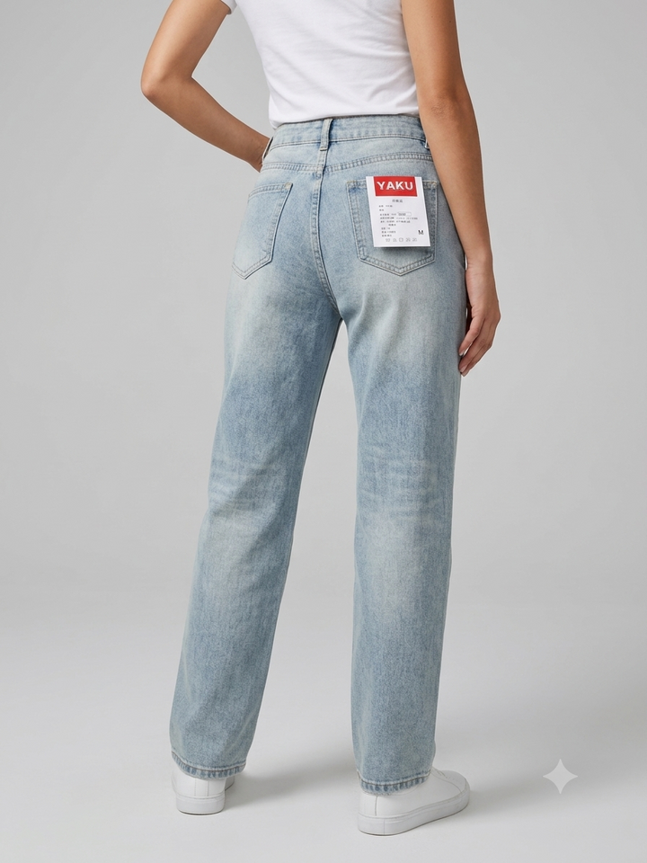 Damen Weite Jeans mit glitzernden Applikationen Drune