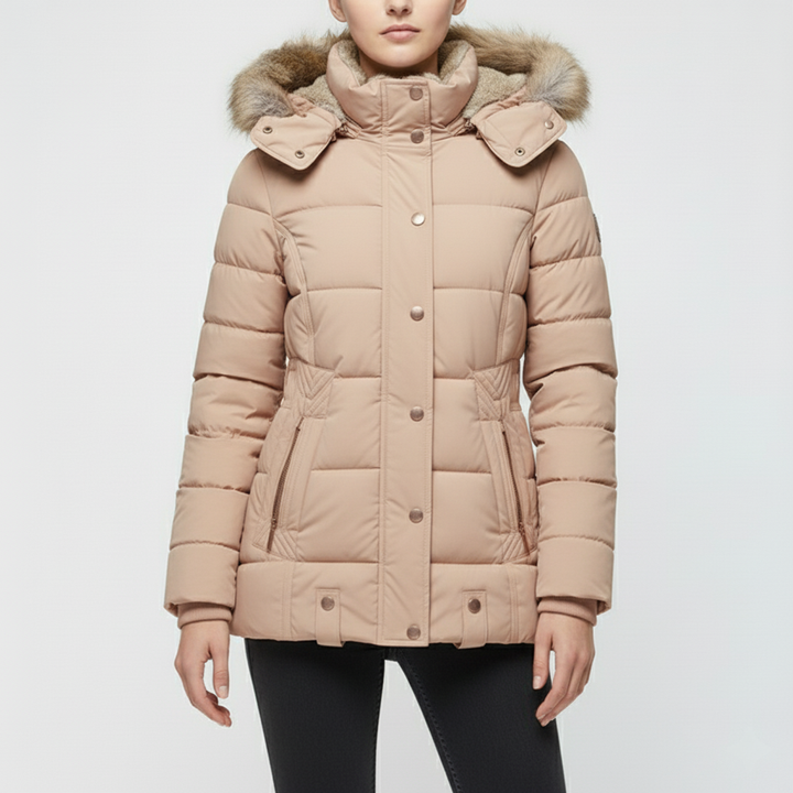 Drunef Damen Winterjacke | Mit Fellfutter, Langarm, Gefüttert
