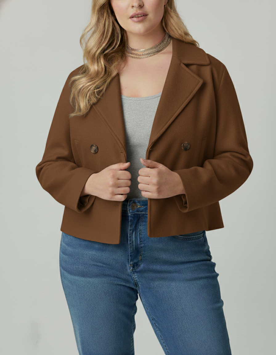 Drune | Kurzer Woll-Look Peacoat für Damen – Große Größen