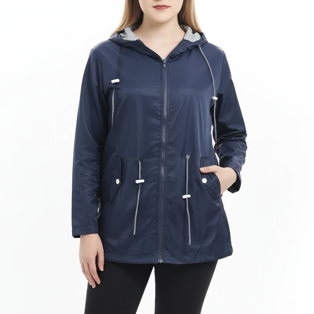 Lange Regenjacke in Schwarz