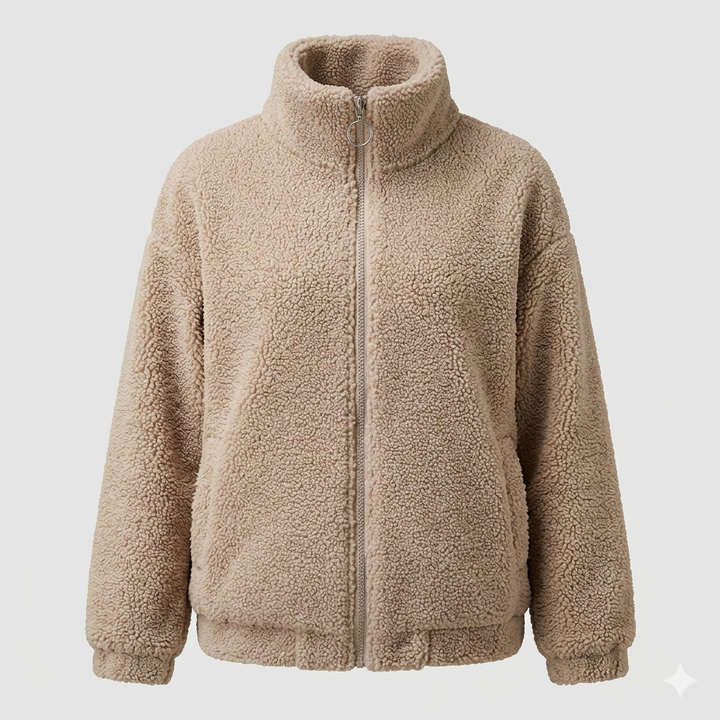 Drune | Damen Flauschige Fleecejacke mit hohen Kragen und seitlichen Taschen Drune