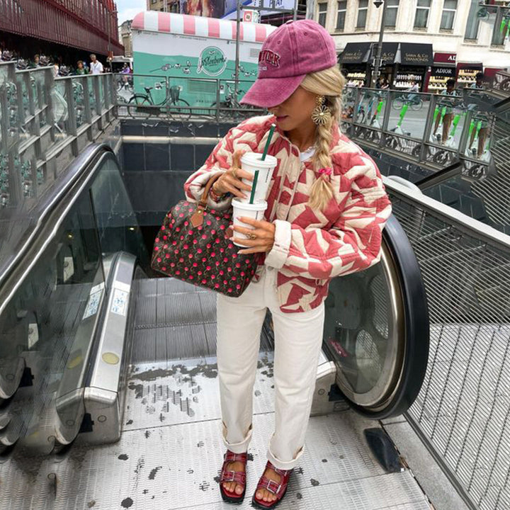 Drune | Blumenmusterjacke mit Warmer Fütterung für Damen