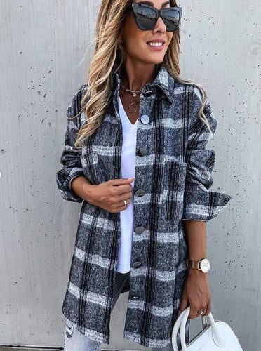 Drune | Damen Oversized Karierter Cardigan mit Langen Ärmeln