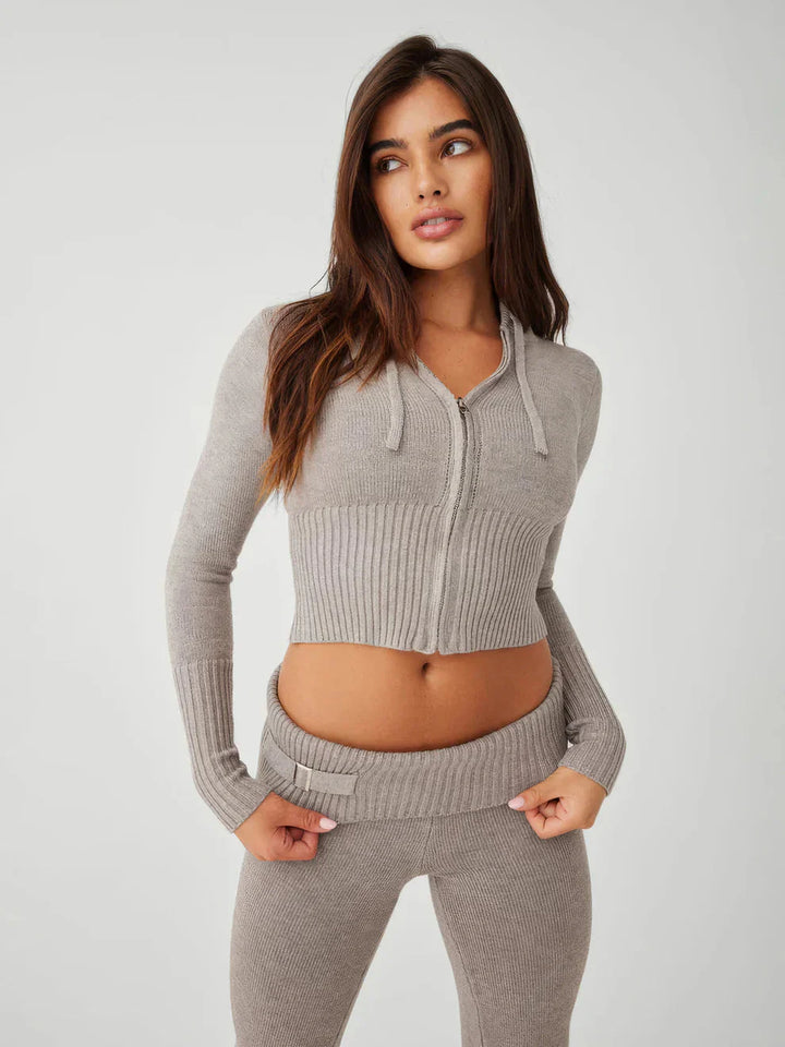 Drune | Loungewear Set Damen Zip Zweiteiliges Set aus Strickjacke und Strickhose