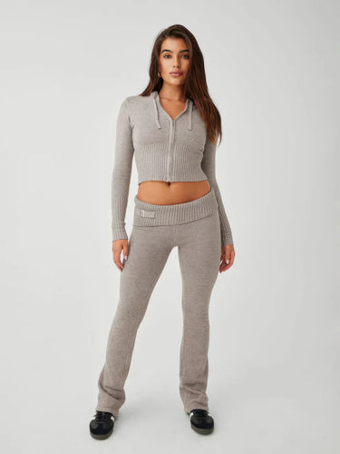 Drune | Loungewear Set Damen Zip Zweiteiliges Set aus Strickjacke und Strickhose