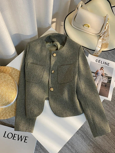 Drune | Blazer Goldene Knöpfe Kurz Blazerjacke Damenjacke