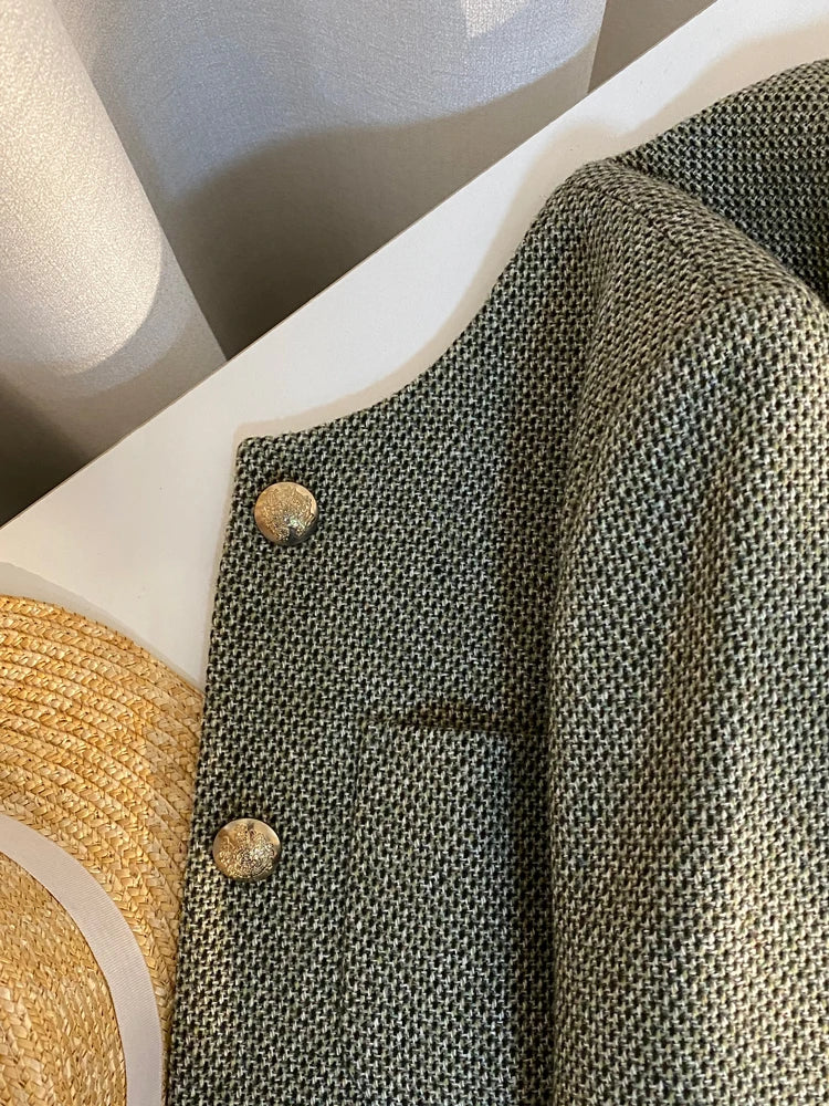 Drune | Blazer Goldene Knöpfe Kurz Blazerjacke Damenjacke